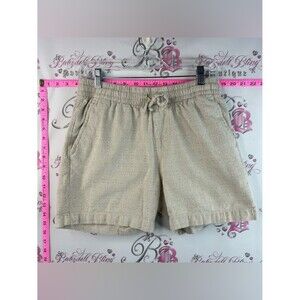Kolby shorts cotton tan beige High-Waist Drawstring Women's Shorts in Cream
